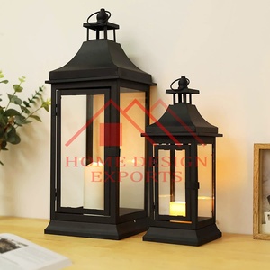 Christmas Decor Black Color Metal Hanging Lantern for Festival Decorative Classic Design Modern T-Light Candle - Product Image 3