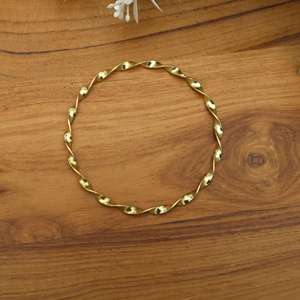 Twisted Golden Bangles Minimalist Stackable <b>Bracelets</b>, Bohemian Textured Wrist Stack, Everyday Bangles Gift for Her - Product Image 4