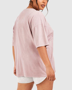 Camiseta de Verano para Mujer, 100% Algodón, Personalizada, Lavada, Oversize, Hombros Caídos, Estilo Urbano, Tejido Transpirable y Ecológico, Venta al Por Mayor - Product Image 6
