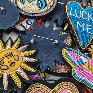 Blue White Embroidered Velvet Luxury Fashion Dragonfly Patch/Brooch 3D Raised Design Metallic Bullion Wire Custom Colors for - Product Image 6