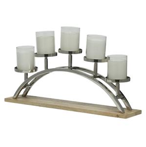 5 เสากุญแจเทียนอลูมิเนียมฐานไม้สําหรับตกแต่งบ้านโรงแรมงานแต่งงานตกแต่งคุณภาพระดับพรีเมียมเทียน - Product Image 1