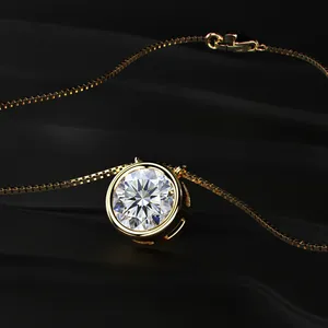 Meilleure Vente : Collier Pendentif Solitaire Rond Sertie de Diamants Élégants, Collier de Diamants Minuscules pour Filles avec Clarté VVS - Product Image 4