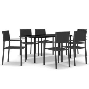 Conjunto de Comedor de Jardín Grande de Acero con Recubrimiento en Polvo Negro, Vidrio y Plástico - Product Image 2