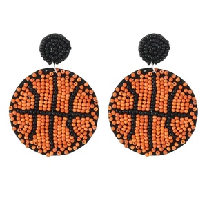 Nouvelles Boucles d'Oreilles Pendantes Élégantes en Forme de Ballon de Basket, Cristal Orange et Strass, Plaqué Argent, pour Femme, Idéales pour les Journées de Match et Tenues Décontractées Sportives - Product Image 1