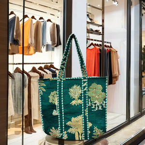 Floral Printed <b>Black</b> Cotton Quilted Lady Fashion <b>Bags</b> Lightweight Tote <b>Bag</b> <b>Women</b> Shoulder <b>Bag</b> Stylish Shopping Travel Everyday - Product Image 1