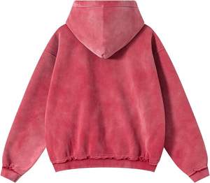 Sweat à capuche zippé épais effet vieilli, délavé à l'acide, coupe oversize, style streetwear rétro pour homme 2026 - Product Image 2