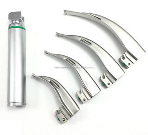 Ensemble de laryngoscopes à fibres optiques Macintosh, 4 lames courbées en acier inoxydable, certifié CE et ISO, OEM ODM, pour intubation des voies respiratoires ORL - Product Image 1