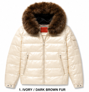 Veste matelassée pour homme avec capuche en fausse fourrure |   Manteau matelassé isolé pour l'hiver |   Vêtements d'extérieur chauds en similicuir PU - Product Image 4