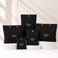 Nouvelles pochettes de luxe Tich personnalisées en coton biologique noir avec cordon de serrage et logo imprimé pour emballages cosmétiques et lunettes