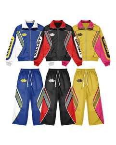 Conjunto de Dos Piezas Unisex de Talla Grande, Chaqueta Cortavientos de Punto para Primavera, 100% Poliéster de Secado Rápido, Chaqueta Estilo Urbano con Estampado de Goma en Relieve - Product Image 1