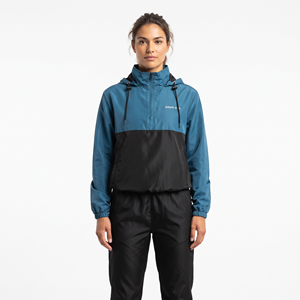 Women's Casual Sports Nylon Quarter <b>Zip</b> <b>Hooded</b> Color Block Tracksuit Regular Fit Jogger Pants Set - Product Image 5