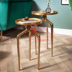Juego de 2 mesas laterales de aluminio para sala de estar, muebles - Product Image 5