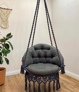 Fauteuil suspendu en macramé, chaise hamac en macramé, chaise suspendue en macramé, hamac d'intérieur en macramé - Product Image 1