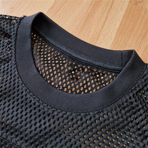 Crew Neck Screen Print Streetwear Boxy Fit Mesh Jersey <b>Tshirt</b> Custom Ribbed Neckline Loose <b>Polyester</b> T Shirt for Men - Product Image 3
