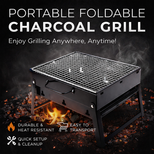 Portable <b>Iron</b> Folding Charcoal BBQ Grill – <b>Lightweight</b> Collapsible Tabletop Stove for Outdoor Camping EPDGFC000 - Product Image 2