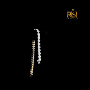 Pulsera de tenis con diamantes cultivados en laboratorio de corte redondo y Asscher, pulsera de eslabones de formas variadas, oro macizo de 9K, 14K, 18K, joyería fina - Product Image 5