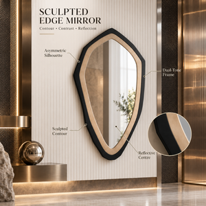 Espejo de Pared con Borde Esculpido en Negro y Dorado, Moderno y Asimétrico, Decorativo para Sala de Estar, Dormitorio, Entrada, Decoración de Lujo para el Hogar - Product Image 5
