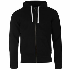 Sweat à capuche zippé pour homme, coupe classique, en molleton de coton/polyester respirant 220g, doux, avec broderie 3D et teinture unie - Product Image 3