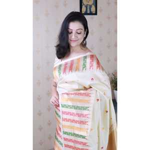 Tissus élégants en soie douce Meenakari Zari tissés 650g pour sari avec bordure de temple, robe de soirée élégante - Product Image 2