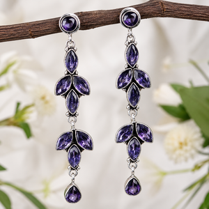 MOQ Available Brass Oxidized <b>Silver</b> Multi <b>Dangle</b> Drop Women Zircon | Trendy Hot Selling Ready Stock Fast Shipping Direct Factory - Product Image 6