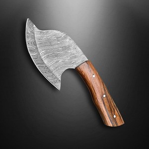 Cuchillo de Caza Hecho a Mano de Acero de Damasco de Grado Industrial con Mango de Madera y Funda de Cuero para Acampar al Aire Libre - Product Image 2