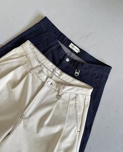 Pantalones Casuales de Pierna Ancha para Hombre, Tejido de Lana Peinada, Poliéster/Algodón, Transpirables, Resistentes al Viento, Ecológicos, Cintura Media, Plisados, con Patrón de Parches - Product Image 3