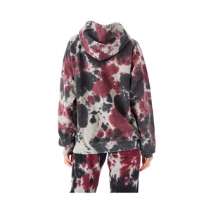 Sweat-shirt à capuche surdimensionné personnalisé pour femme, en coton French Terry, tie-dye gris bordeaux nuage, avec poche marbrée, vente en gros OEM - Product Image 3