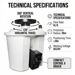 Système de surveillance d'incendie automatique intelligent, débit de 10 L/s, canon à eau intelligent avec un rayon de 35 m - Product Image 3