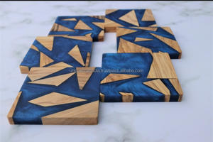Ensemble de sous-verres carrés en bois et résine, vente en gros, logo personnalisé, résistant à la chaleur, écologique, OEM disponible, design moderne, artisanat unique, Inde - Product Image 4