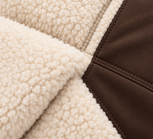 <b>Women's</b> <b>Cream</b> Sherpa <b>Fleece</b> Jacket Bonded Softshell Side Panels Dual Slanted Chest Zippers Adjustable Cuffs B2B Supply OEM - Product Image 5