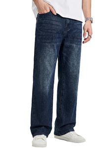 Mens Baggy Jeans <b>Stretch</b> Casual Loose Fit Jeans Streetwear Denim Pants Vintage Plain Pants Casual Wide Leg Jeans Loose Fit - Product Image 4