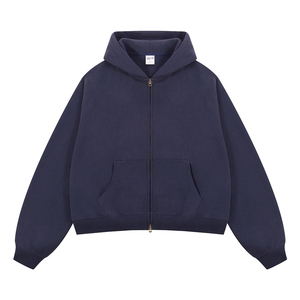 Sudadera Unisex Oversize con Cuello Alto y Cremallera, Forro Gris Azulado, Estilo Casual Urbano, Ropa de Otoño, 100% Algodón Felpa - Product Image 3