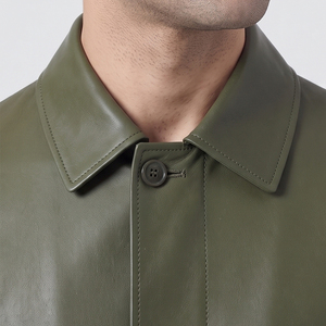 Manteau long d'hiver pour homme en cuir véritable de qualité supérieure, double boutonnage, réversible, écologique, style vintage, pour le bureau et les affaires - Product Image 4