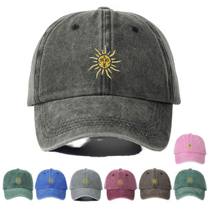 Gorra de Béisbol Vintage con Bordado de Sol, Unisex, Ajustable, de 5 Paneles, de Algodón y Mezclilla, Estilo Casual, para Invierno - Product Image 1