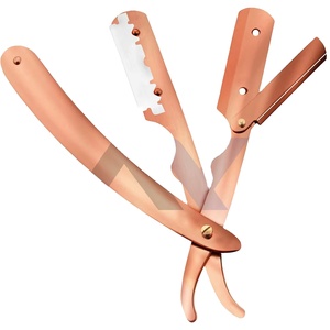 Custom Color Barber Straight Edge Razor Rose Gold Manual Metal Adjustable Shaving Double Edge Blade Razors - Product Image 1