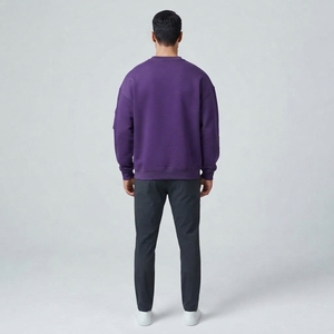 <b>Mens</b> Purple Crewneck Sweatshirt Utility Pocket <b>Sleeve</b> Casual Streetwear Pullover <b>Long</b> <b>Sleeve</b> <b>Top</b> - Product Image 2