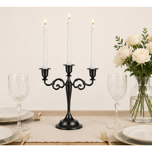 Wholesale Elegant <b>Black</b> <b>Candelabra</b> 3 Arm Candle Holder Metal Candlestick Stand for Wedding Centerpieces Gothic Table Decor - Product Image 4