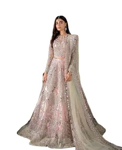 يوم الزفاف Lehnga للعروس الثقيلة فستان الزفاف Lehnga فستان عروس باكستاني ليوم الزفاف العروس الآسيوية فستان الزفاف اليوم