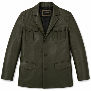 Chaqueta de Cuero Marrón Dolf Profesional para Invierno, Cuello Alto, Transpirable, Resistente al Viento, Corte Regular, Cierre de Cremallera para Hombre - Product Image 5