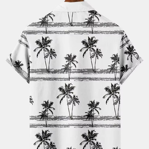 Men's Casual Summer Shirt 300Grams Breathable Anti-Pilling Satin Fabric Short Sleeve Floral Printed Design satin 100% polyester - Product Image 3