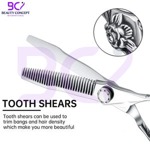 Ciseaux à effiler les cheveux avec logo personnalisé, prix d'usine, en acier inoxydable 440C, ciseaux de barbier à 30 dents, ciseaux de coiffure pour effiler les cheveux - Product Image 5