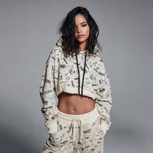 Trendy Crop Hoodie Casual Streetwear Long Sleeve Pullover Hoodie Comfy Loose Fit Sweatshirt Printed 100% Cotton Women's Hoodies - Product Image 2