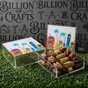 Boîte à dattes en acrylique de luxe pour fruits secs, noix, desserts, chocolats, baklava, cadeau de Ramadan, cadeau de l'Aïd, récipient de stockage alimentaire haut de gamme - Product Image 1