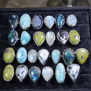 25 Pieces Natural Gemstone 925 Silver Rings Wholesale Jewelry Set Handmade Statement Rings Ready To Ship - Product Image 3
