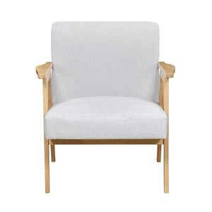 Poltrona Moderna Contemporanea in Tessuto Grigio con Struttura in Legno di Gomma Naturale, Arredamento Moderno per Soggiorno - Product Image 2