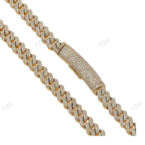 Collier Hip-Hop pour Homme en Argent Sterling Plaqué Or, Chaîne Cubaine Moissanite Entièrement Sertie de 6MM et 20 Pouces - Product Image 4