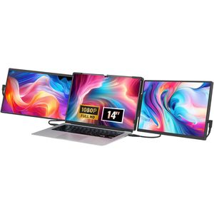 Portatile 14 \ "FHD 1080P IPS triplo Monitor esteso per computer portatile girevole USB-C/USB-A/Mini per porta HDMI compatibile Mac - Product Image 1