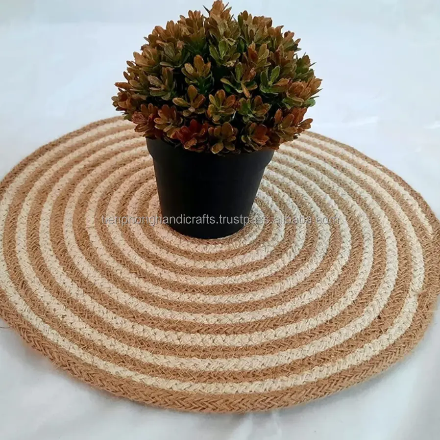 Tapis de Table indien naturel tressé à la main, en Jute et coton, Vintage, rustique, ferme, pour Table, dessous de verres, 1 pièce