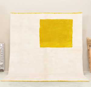 Alfombra Beni Ourain marroquí de lana anudada a mano |   Alfombra berbera hecha a mano |   Alfombra Geométrica de Color Marfil, Tamaño Personalizado, Venta al Por Mayor - Product Image 2