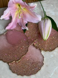 Handmade Resin Coasters Modern Beverage Coaster Set Affordable <b>Table</b> Decor And Protection Premium Resin Coasters - Product Image 5